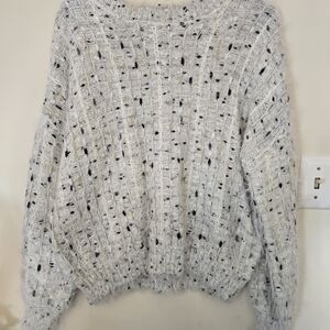 cupcakes & cashmere Textured White and Black Sweater